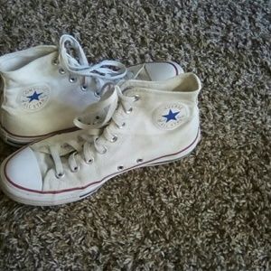 Women's Converse white high top sneakers, 9.5
